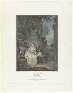 Portrett av Madame Dugazon Nina. Akk! Akk! Den elskede kommer ikke tilbake (tittel på objekt) av Jean Francois Janinet