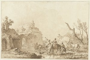 Reisende ved en port lønn av Jean Francois Janinet
