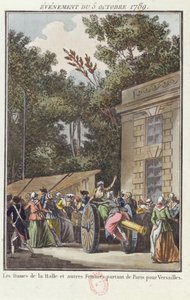 Kvinnene i Les Halles marsjerte til Versailles, 5. oktober 1789 av Jean Francois Janinet