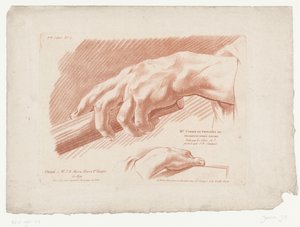 Tittelbilde med to hender III.e Cahier de Principes de Dessins d