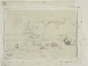 Gjess i et gårdstun av Jean Francois Millet