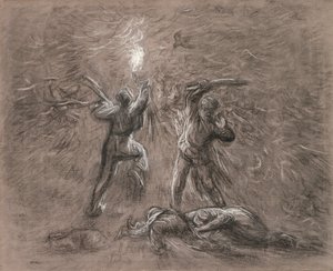 Hunting Birds by Torchlight av Jean Francois Millet