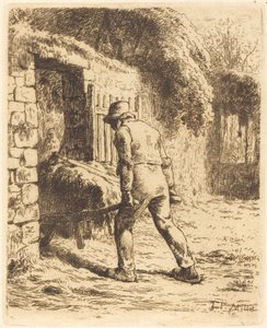 Mann med trillebår (bonden som kommer tilbake fra møkka) av Jean Francois Millet