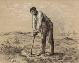 Mann med en hakke, ca. 1860-62 av Jean Francois Millet