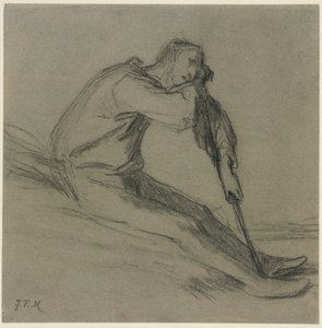 Sittende bonde hviler på en hakke av Jean Francois Millet