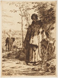 Gjeterinne strikking av Jean Francois Millet