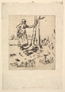Gåsejenta, 1830-75. av Jean Francois Millet