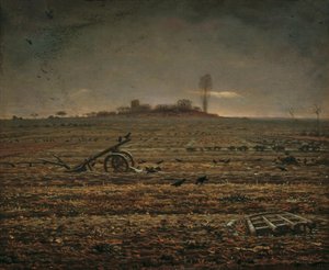The Plain of Chailly with Harrow and Plough, 1862. av Jean Francois Millet