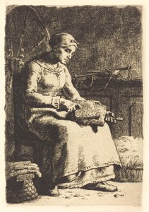 The Wool Carder (La cardeuse) av Jean Francois Millet
