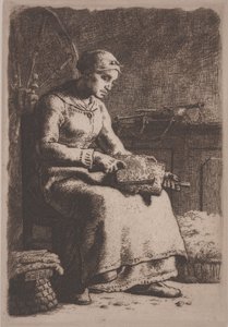 The Wool Carder, ca. 1856 (etsing) av Jean Francois Millet