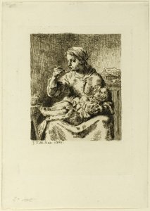 Kvinne som mater barnet sitt av Jean Francois Millet