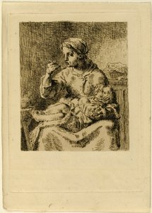 Kvinne som mater barnet sitt av Jean Francois Millet