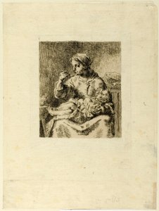 Kvinne som mater barnet sitt av Jean Francois Millet