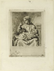 Kvinne som mater barnet sitt av Jean Francois Millet