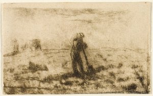 Kvinne henger ut klær av Jean Francois Millet
