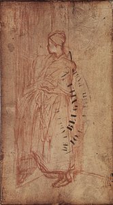Ung kvinne tar sengetøy fra en hylle, ca. 1850-52 av Jean Francois Millet