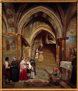 Utsikt over kirken til benediktinerklosteret San Subiaco Maleri av Jean Francois Montessuy (1804-1876) av Jean Francois Montessuy