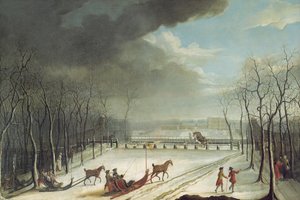 Prinsen av Conde på jakt i en slede i 1767 av Jean Francois Perdrix