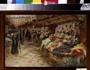 Blomstermarked. Maleri av Jean Francois Raffaelli (1850-1924) av Jean Francois Raffaelli