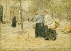 To vaskekoner krysser en liten park i Paris