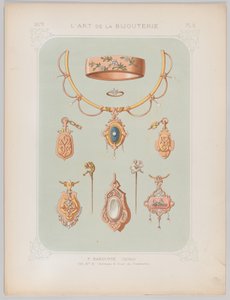 Smykkedesign i gull og rosegull, 1879. av Jean François Barousse