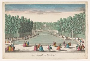 Utsikt over kaskadene i hagen til Château de Saint-Cloud La cascade de St. Cloud (tittel på objekt)