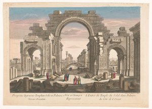 Utsikt over ruinene av søylegangbuen ved Palmyra, sett fra øst 11. Vue d
