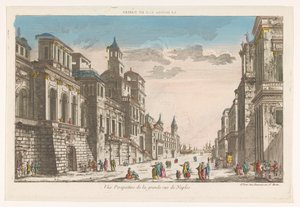 Utsikt over en gate mot havet i Napoli La grande rue de Naples (tittel på objekt)