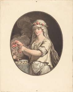 Den unge vestalen av Jean François Janinet after Jean Jacques François Le Barbier I