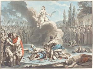 Kampen mellom Horatii og Curatii av Jean François Janinet after Jean Jacques François Le Barbier I