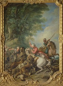 Turks Hunting Lions (olje på lerret) av Jean François de Troy