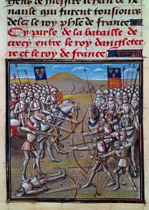 Battle of Crecy, miniatyr fra Froissarts Chronicles av Jean Froissart