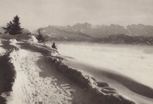 Rigi Kaltbad, solrik vinterdag (s/hv-bilde) av Jean Gaberell