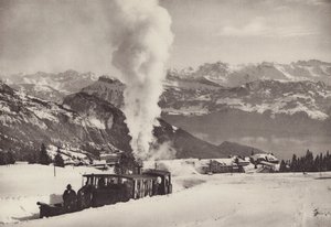 Rigi Kaltbad, vintersportstog fra Vitznau Rigi Bahn (s/hv-bilde) av Jean Gaberell