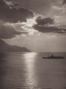 Sveits: Genfersjøen, kveld (s/hvitt bilde) av Jean Gaberell