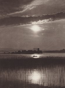 Sveits: Zürichsjøen, kveld (s/hvitt-bilde) av Jean Gaberell
