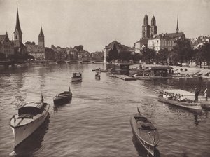 Sveits: Zürich fra Quaibrucke (s/hv-bilde)