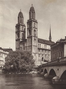 Sveits: Zürich, katedralen (s/hvitt bilde)