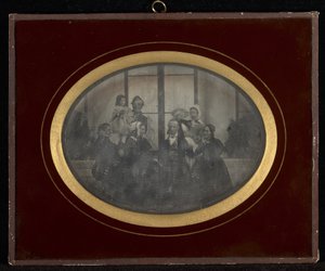 Gruppeportrett av åtte medlemmer av Eynard-Lullins krets av Jean Gabriel Eynard