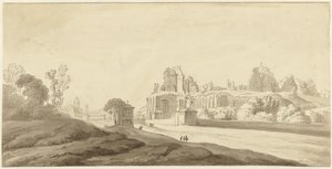 Utsikt over ruinene av palasset på Palatinerhøyden i Roma av Jean Grandjean (attributed to)