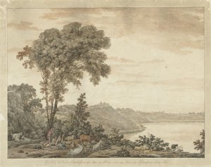 Utsikt over Castel Gandolfo og Albanosjøen av Jean Grandjean