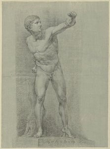 Studie på statuen av en bokser av Jean Grandjean