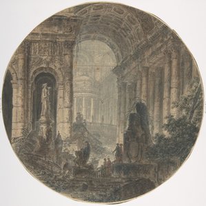 Arkitektonisk fantasi, 1700-tallet. av Jean Henri Alexandre Pernet.
