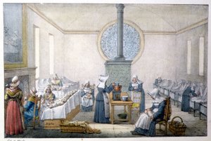 Barn funnet (barnehjem) - Litografi av Marlet, sent på 1800-tallet