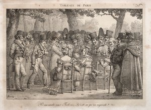 Scenes of Paris: Promenade in the Tuileries. Hva ser de på?