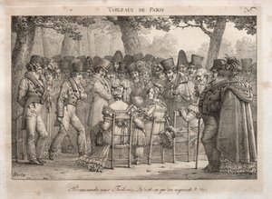 Scenes of Paris: Promenade in the Tuileries. Hva ser de på.