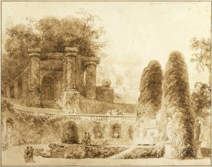 Romersk park med fontene, 1774 av Jean Honore Fragonard