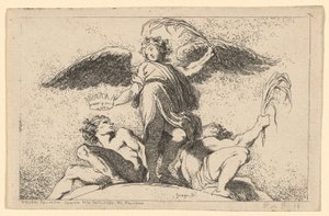 Engel som holder en palme og en krone av Jean Honoré Fragonard after Annibale Carracci