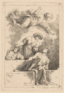 Disiplene ved graven av Jean Honoré Fragonard after Jacopo Tintoretto