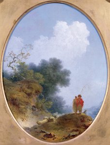 Ein Hirte spielt die Flöte, während ein Bauernmädchen zuhört, 1765 von Jean Honore Fragonard